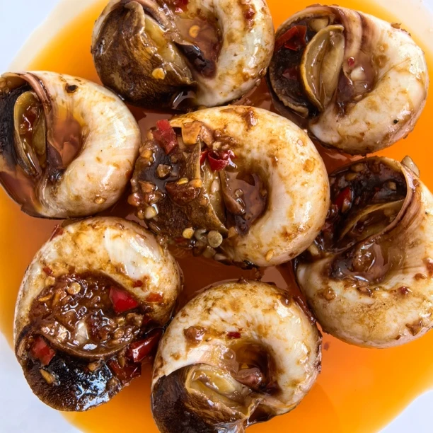 蒜香辣炒猫眼螺即食肚脐螺香螺500g