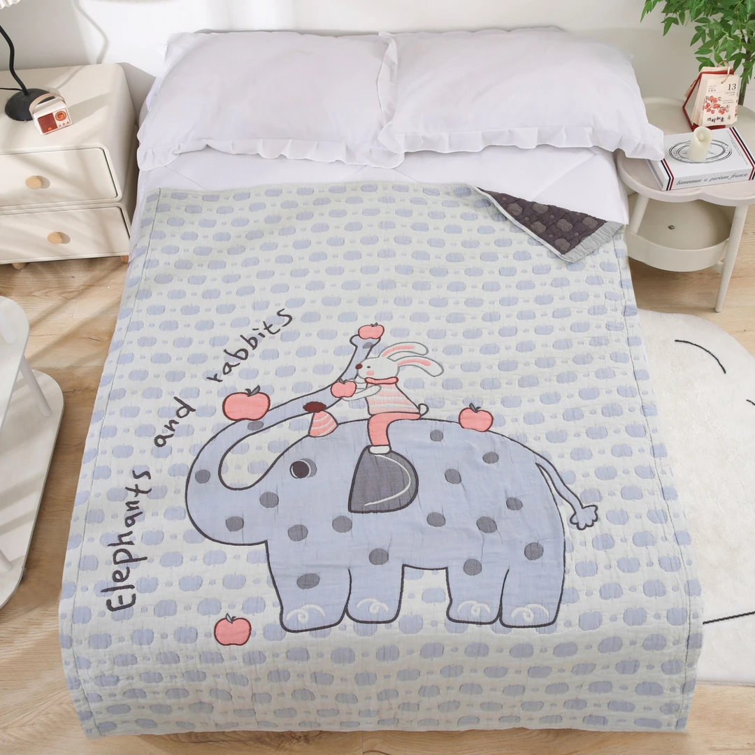 苹果小象】120/150cm轻奢亲肤纱布夏凉被空调被柔软慕斯被