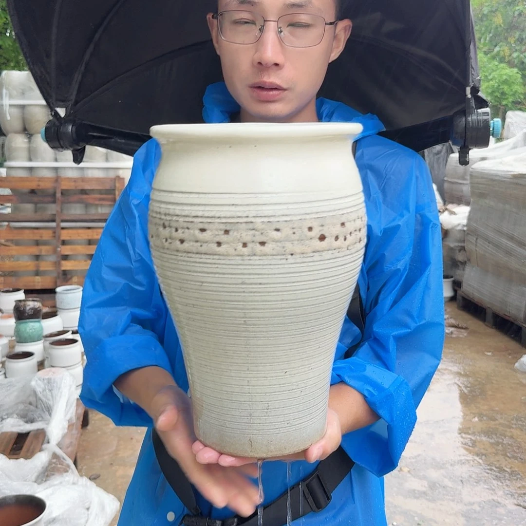 紫砂花盆口20高31（一个美人鱼白色圈圈