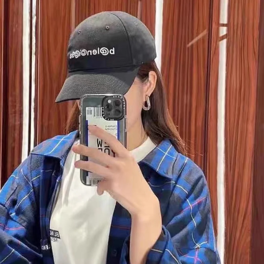 95新 Balenciaga/巴黎世家 黑色刺绣图案logo帽子/L/59CM/A04896