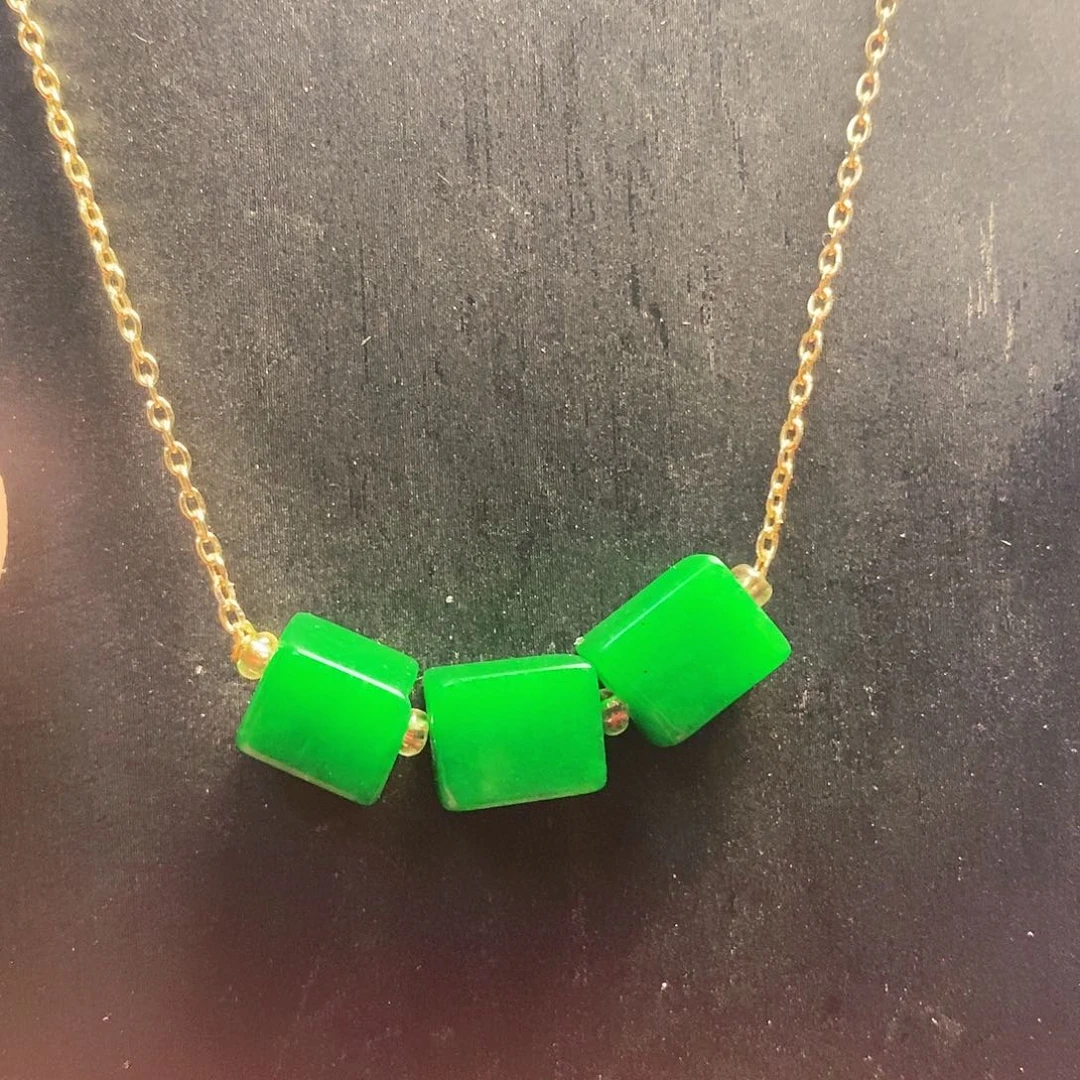 翡翠14K金镶嵌颈饰