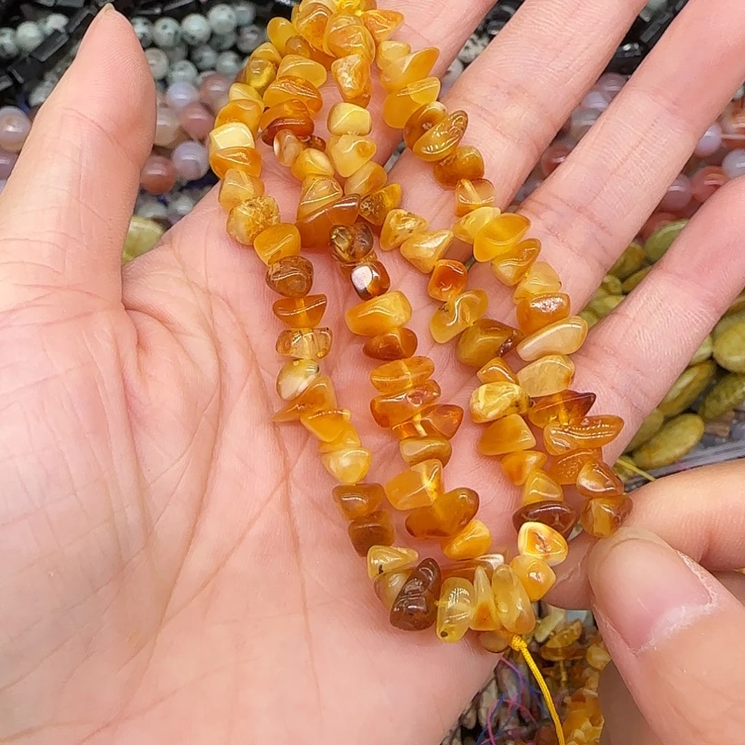 玛瑙/玉髓合金珠宝半成品蜜蜡6-8mm随形一条