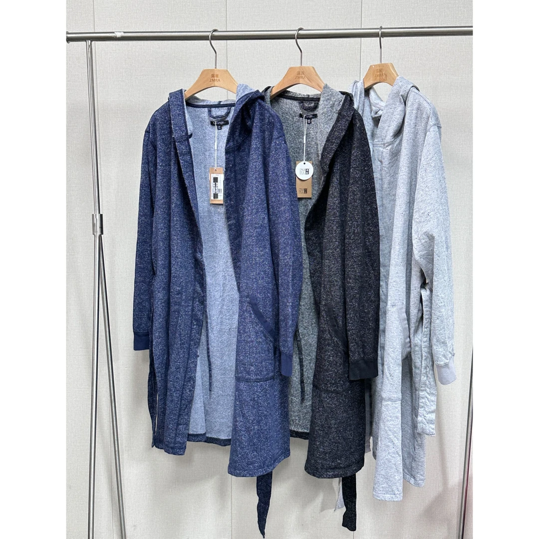 ZM2406 秋冬连帽中长款时尚简约家居睡袍