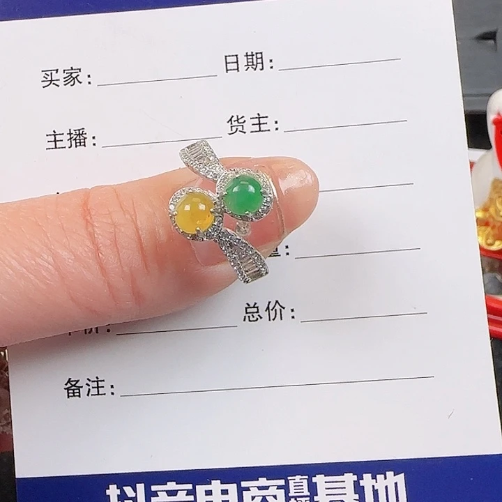 翡翠戒指银S925镶嵌缅甸a翡翠戒指s925银镶