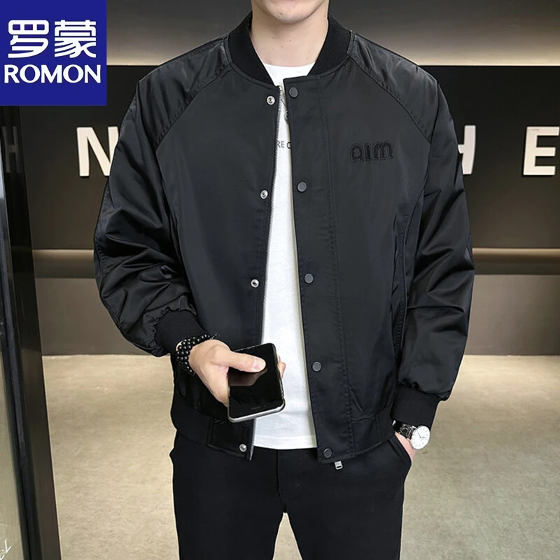 Romon/罗蒙外套男士新款宽松春秋季美式情侣行政春季夹克上装