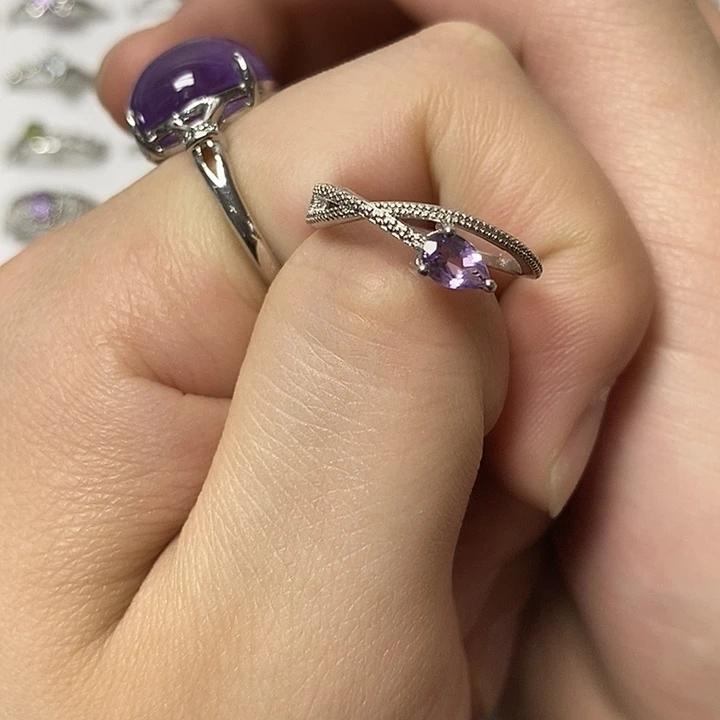水晶戒指未镶嵌天然紫水晶