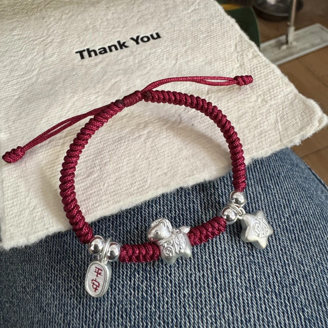 足银手链 情侣通用ins女配饰手工编绳编织可爱民族风本命年小马