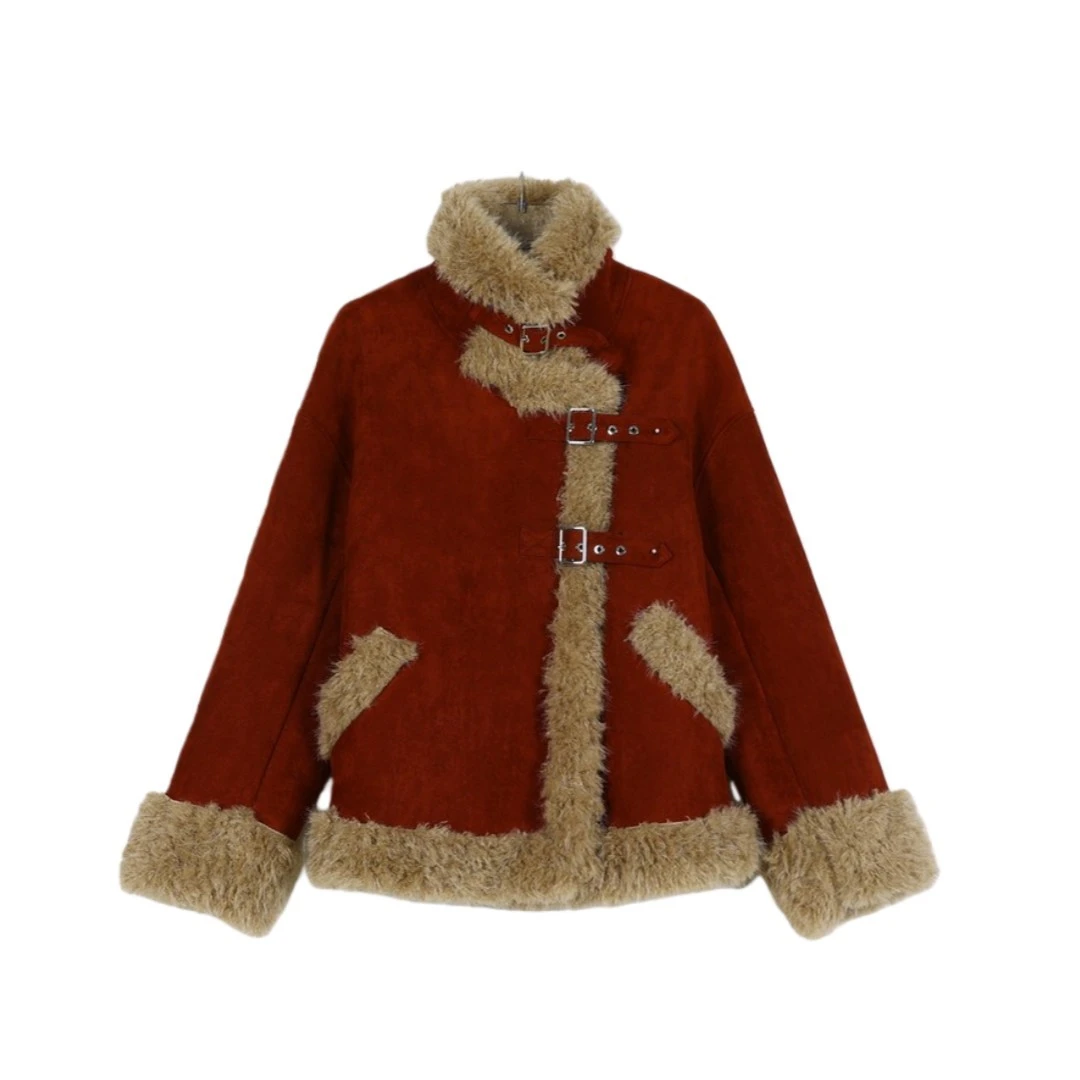 【新年战袍】设计感立领毛绒绒保暖毛绒厚外套2025冬季新款