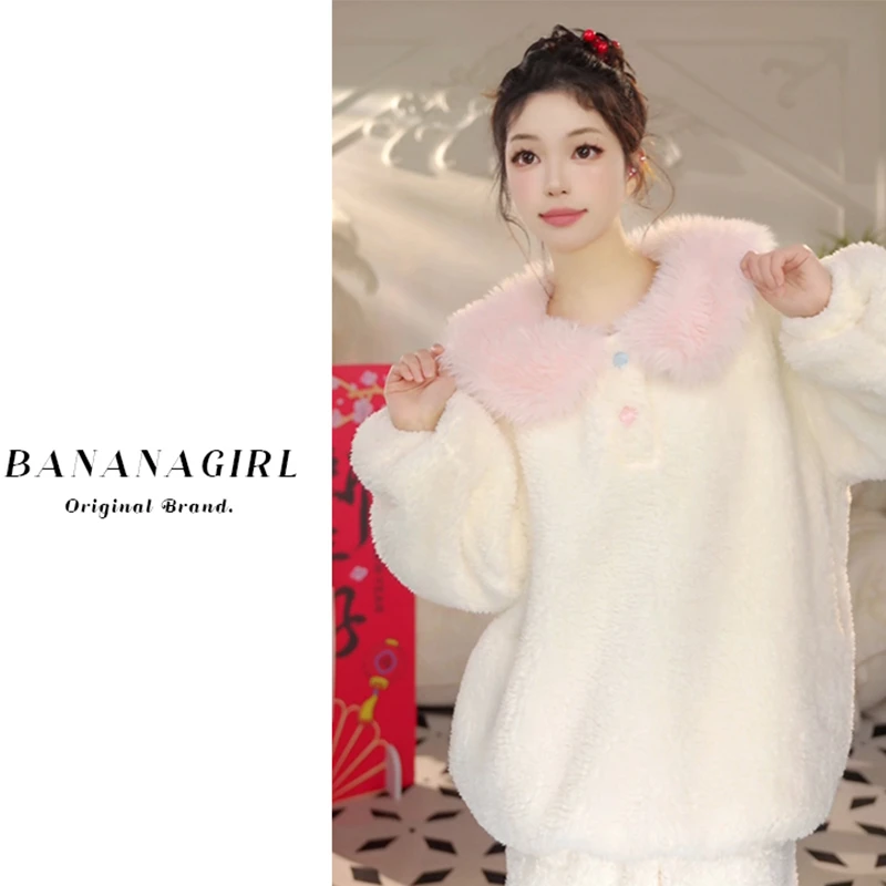 Bananagirl【小福娃】睡衣女秋冬外套循环蓄宽松温速暖家居服可外穿