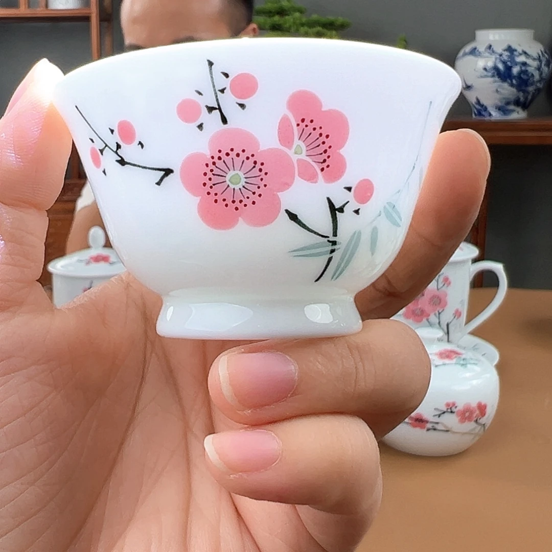 翠竹红梅撇口杯杯