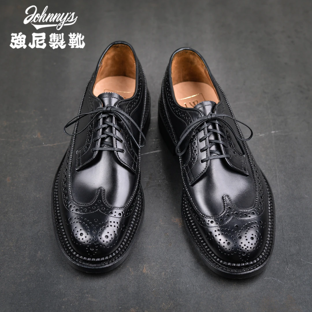 强尼制靴  Long Wing马臀皮布洛克雕花德比鞋通勤皮鞋商务男鞋
