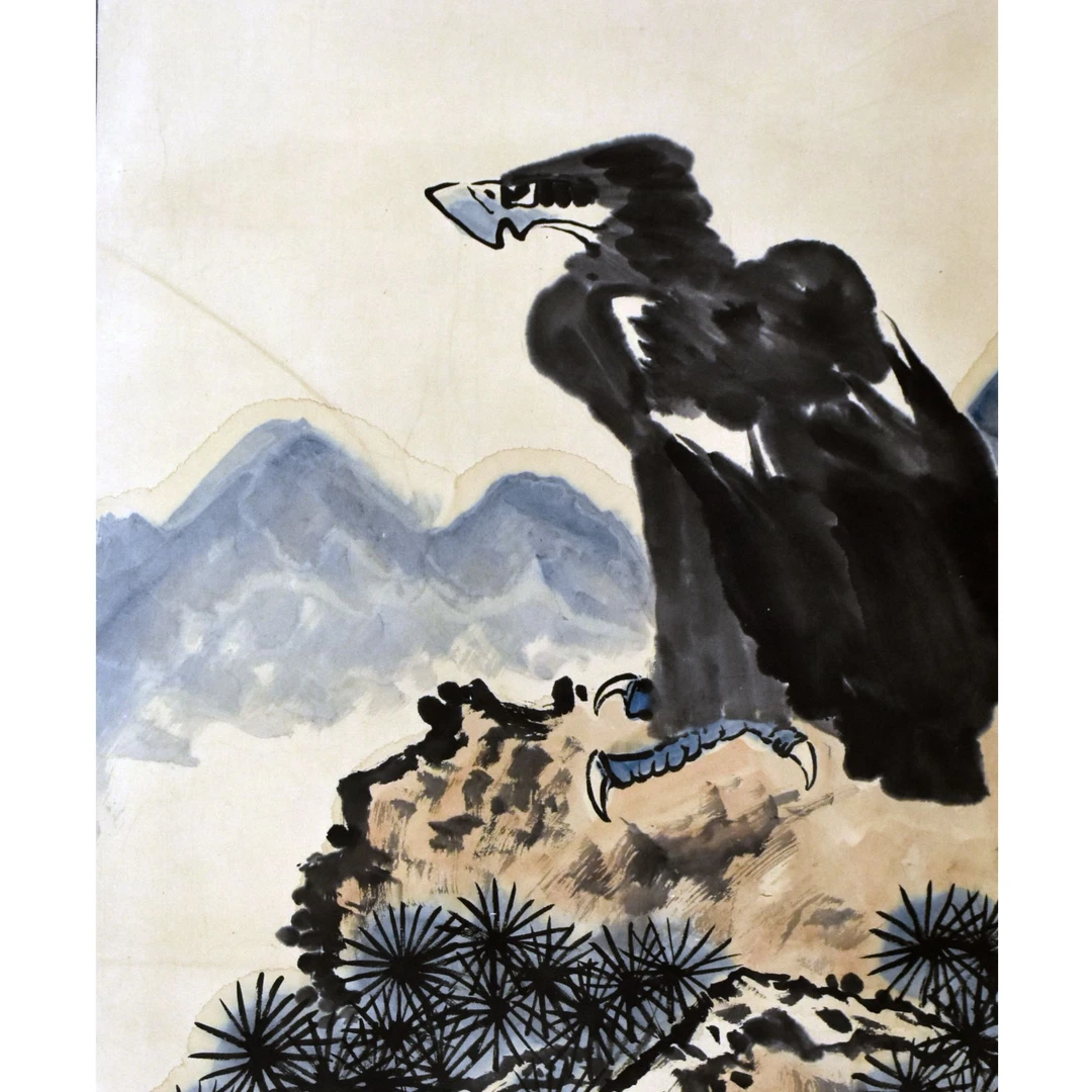 HM0036 苦老 松鹰图 64×61.5cm 纸本立轴
