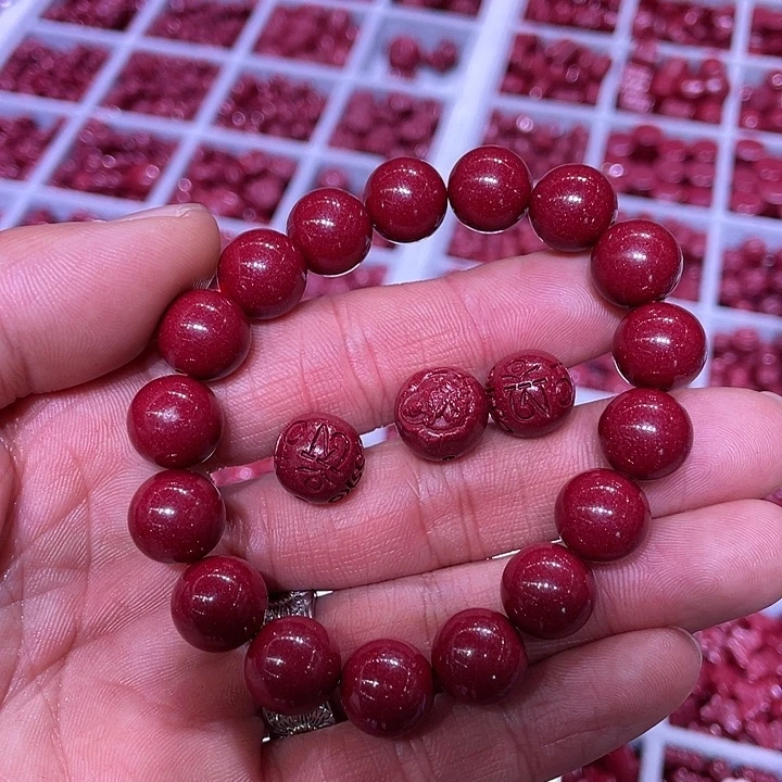 天然辰砂曹*师紫金砂12毫米17颗送一颗