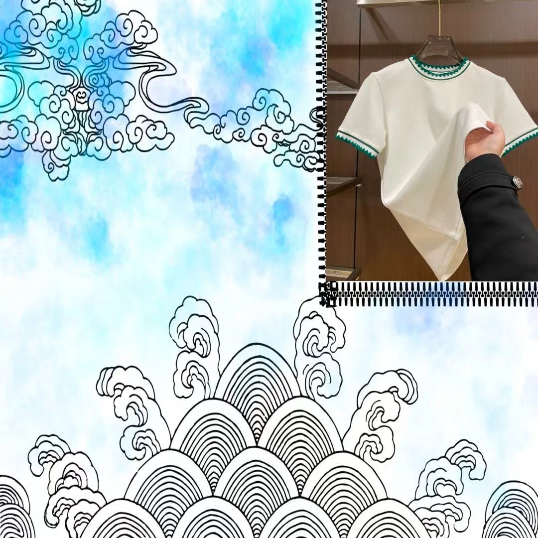 Y3-XL-254款休闲男士重工贝壳绣T恤4.26