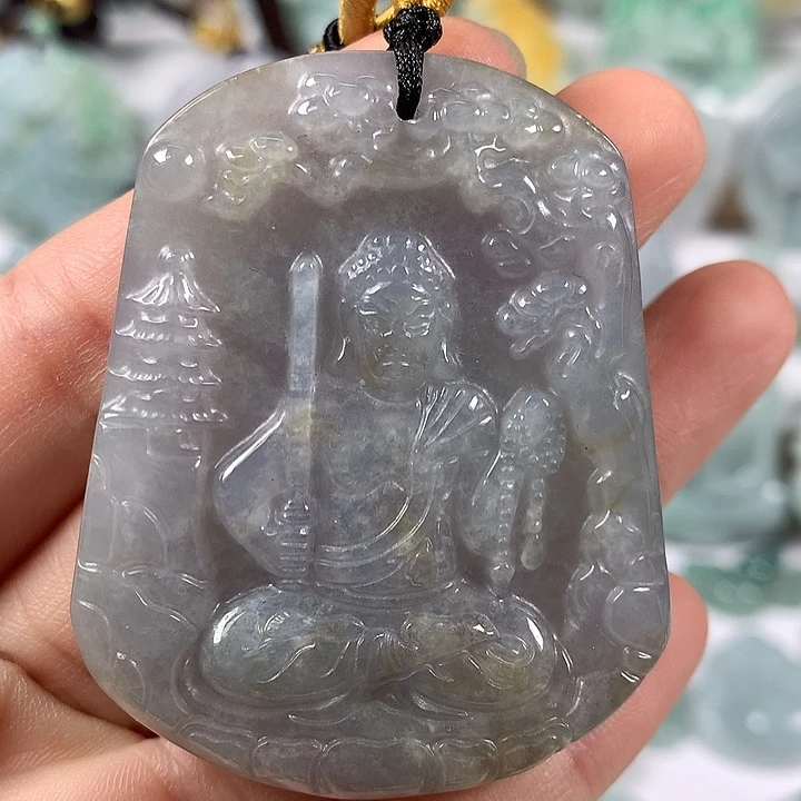 翡翠未镶嵌颈饰不动明王福利卡厚8.8