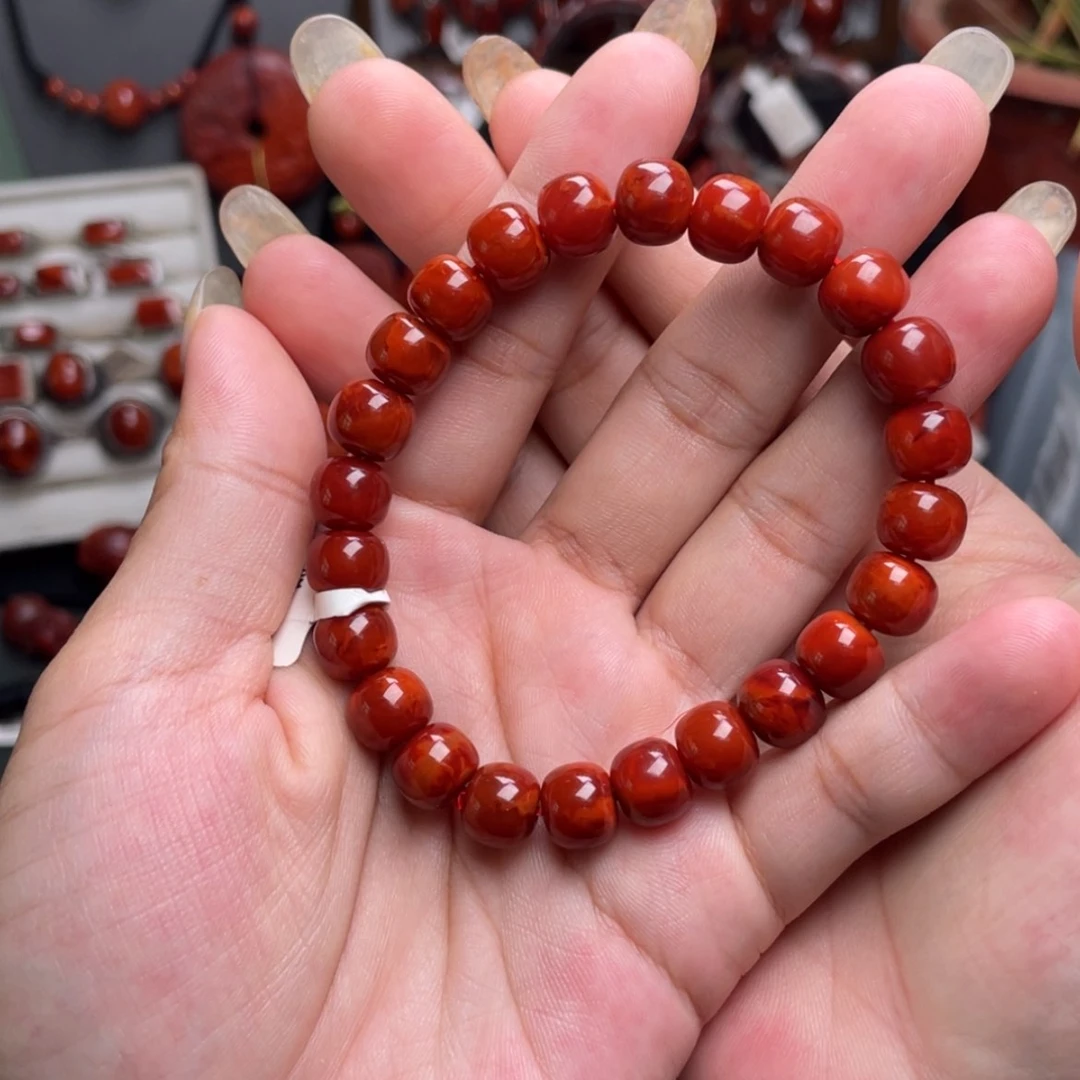 【闪购商品】南红玛瑙9.6m牛血红满肉老型手串未镶嵌