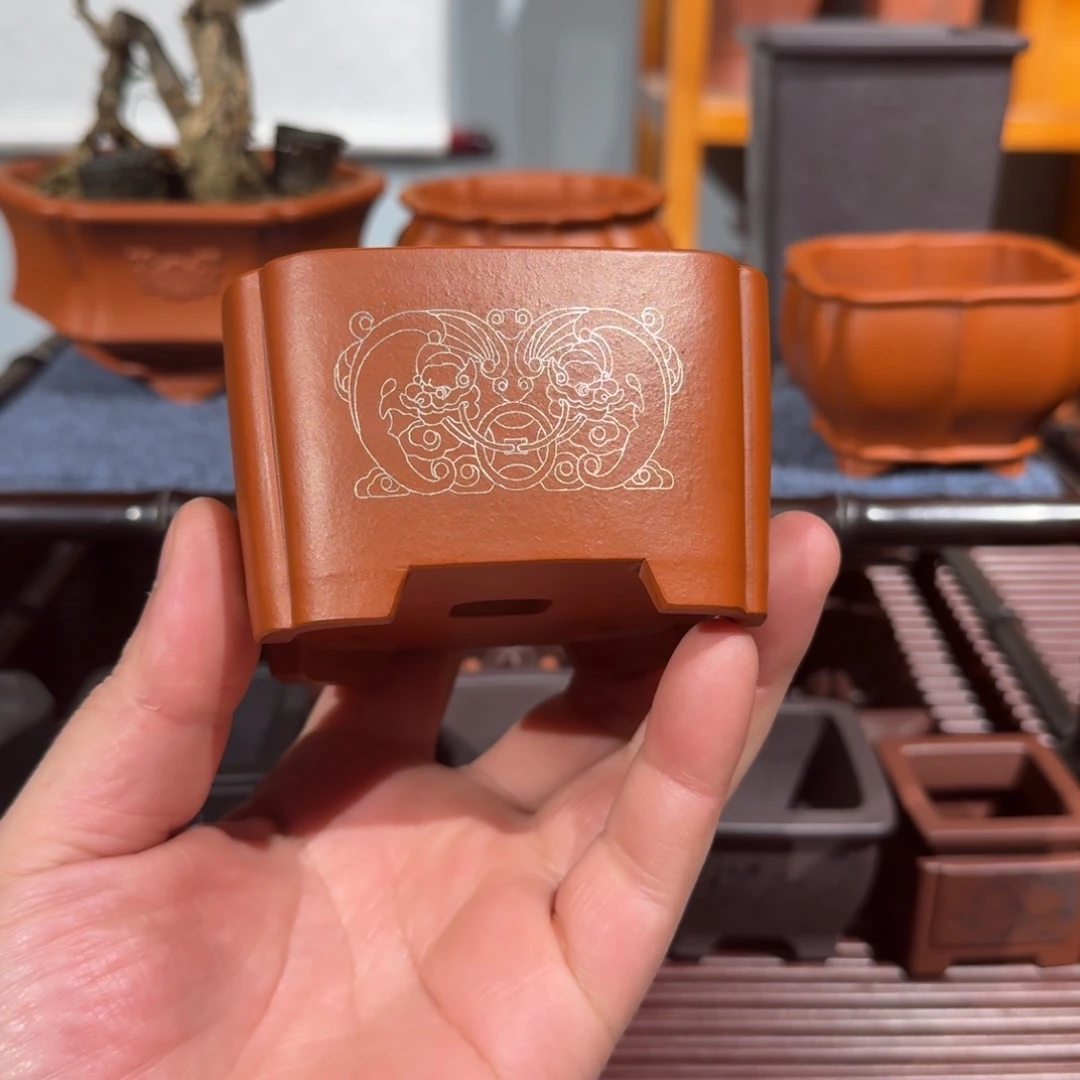 逍***行紫砂花盆原矿紫泥