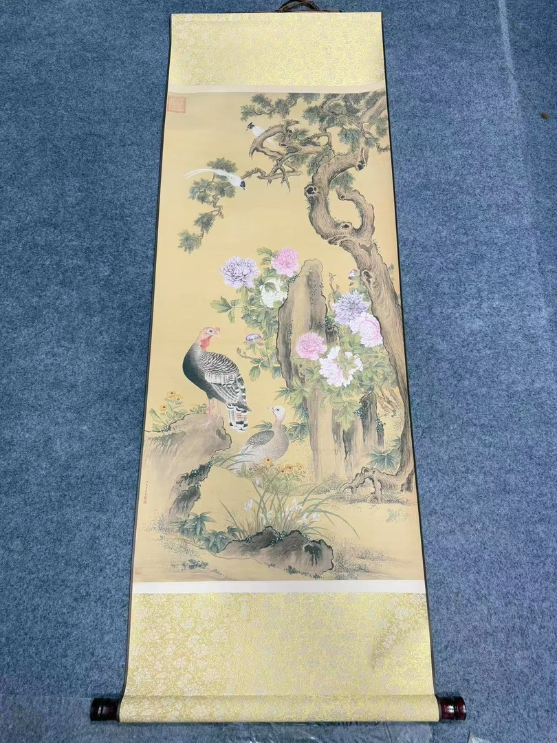 【牡丹双绶】宽45高140 国画