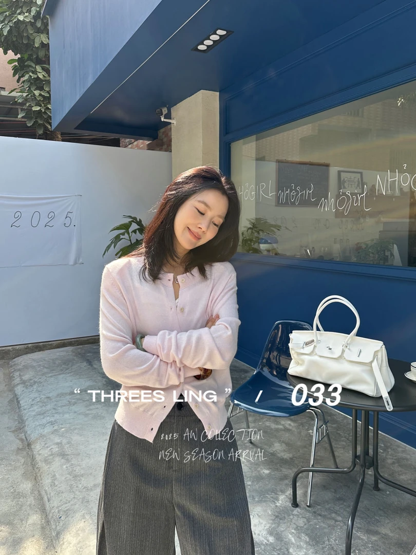 福秒- 圆领的！纯色针织衫开衫（03RC164#）033