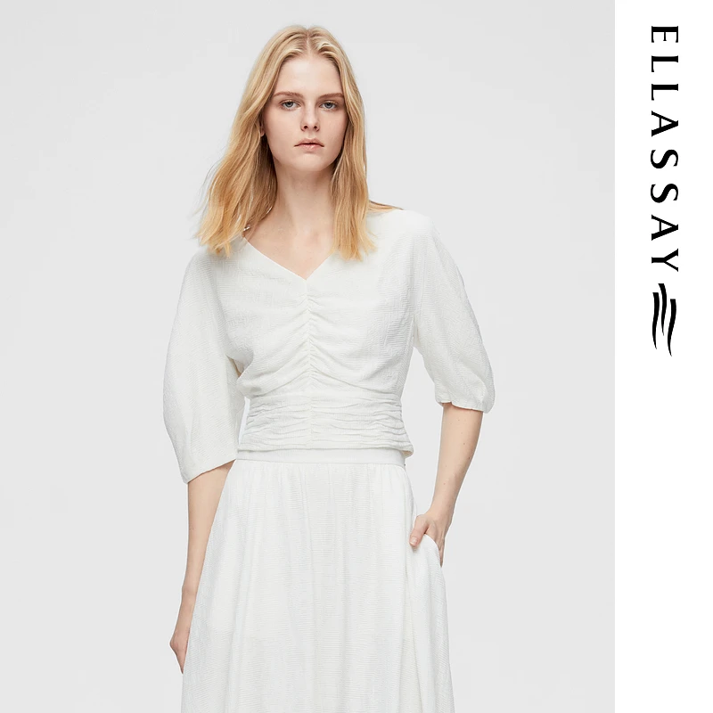 【欧若风】ELLASSAY歌力思2025春夏提花舒适柔软衬衫女EWB362C00800