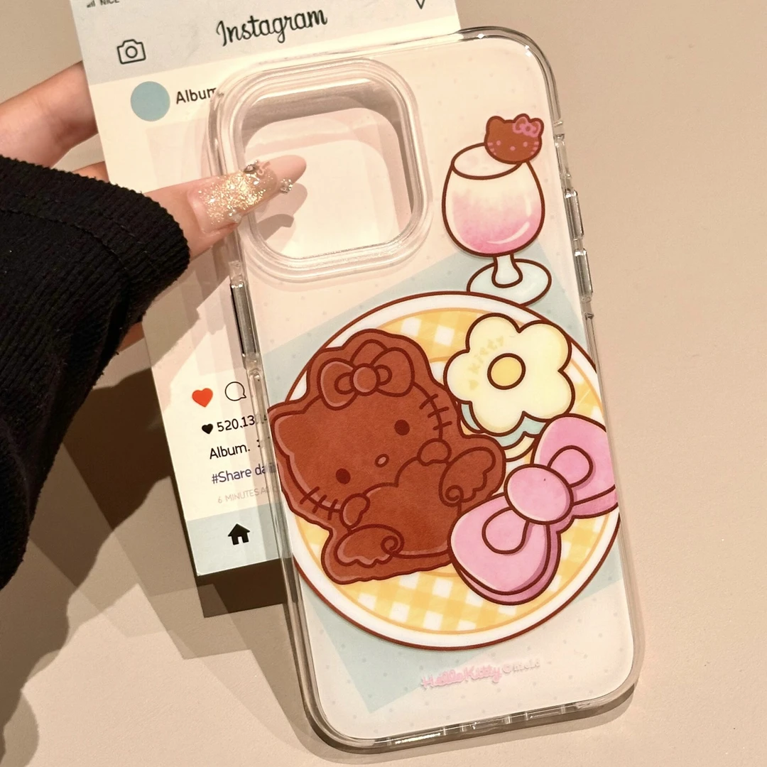 巧克力华夫饼凯蒂猫适用苹果16promax手机壳15小众14可爱13小众12