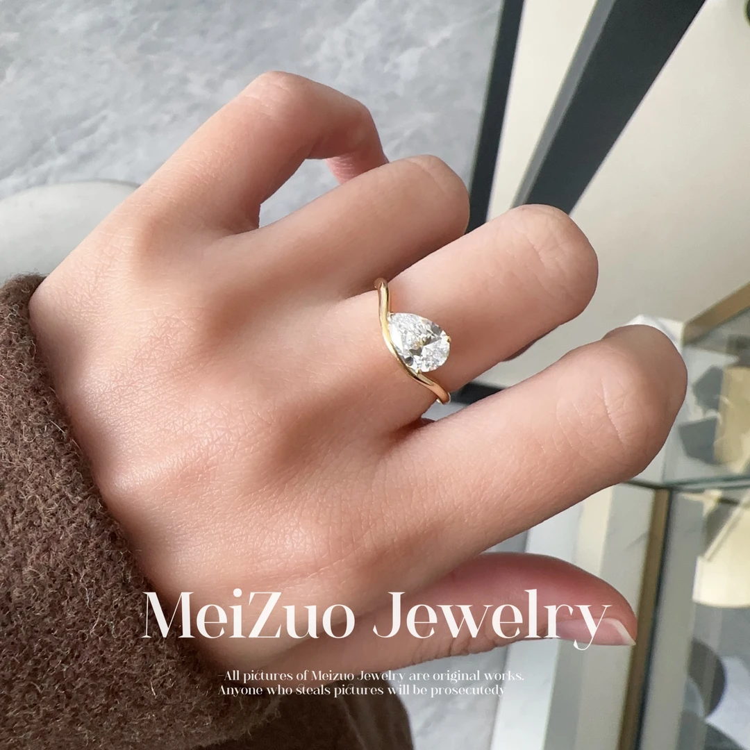 【合成/培育】【1克拉】18k黄金钻戒异型水滴戒指经典个性百搭小众ins