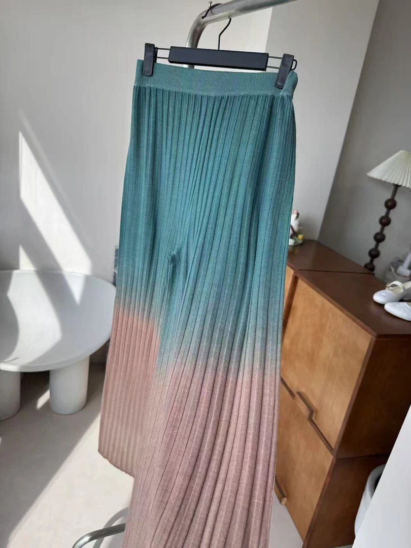 法单贵奢|雅丹|渐变|羊毛针织阔腿裤