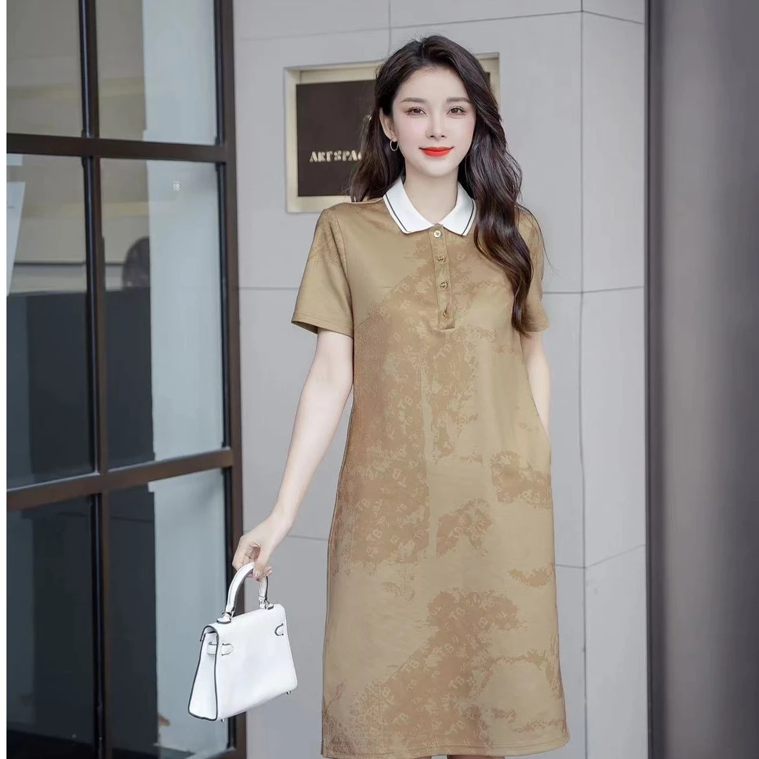 时尚英伦风涂鸦休闲女短袖连衣裙125920