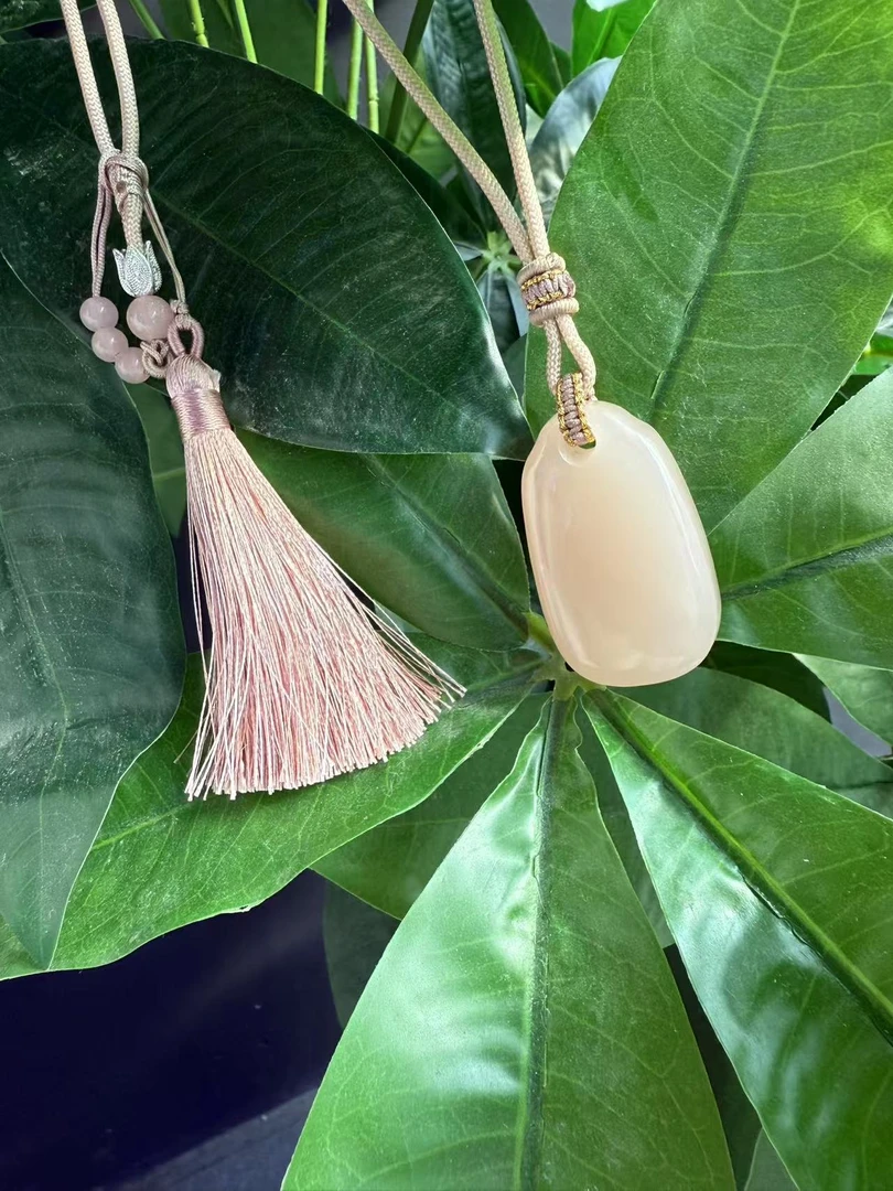 【一级藕粉玉无事牌】粉色无事牌精美