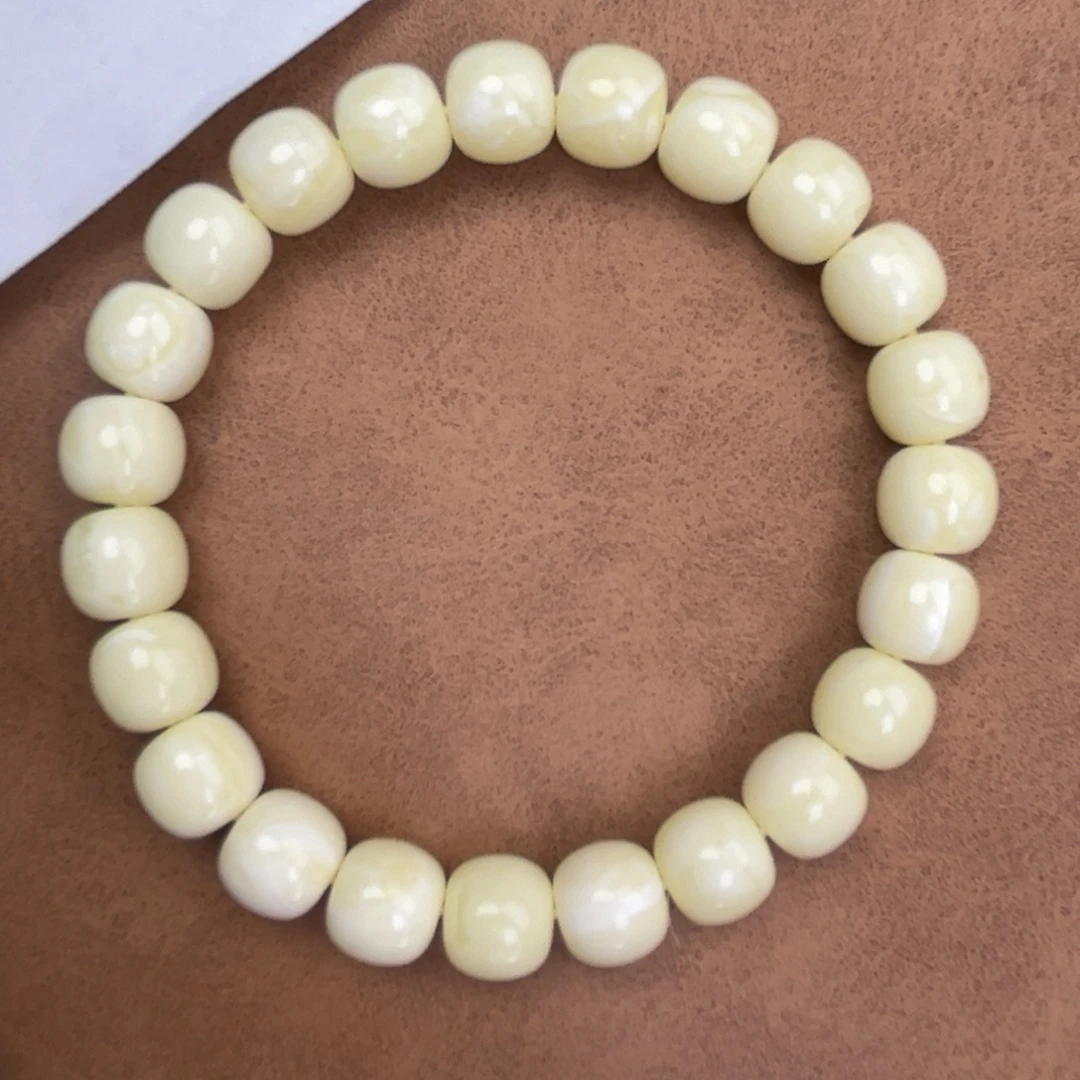 蜜蜡未镶嵌手串俄料料瓷白10*9.2腕口18+