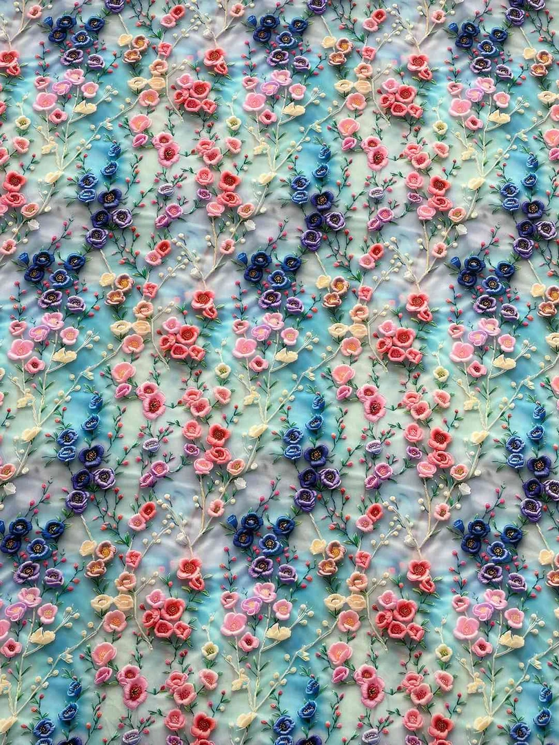 拍3米可以包邮  精品50支棉绸面料  5D立体数码印花  山茶花