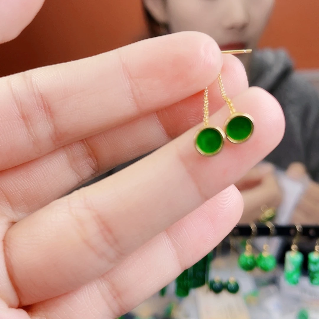 翡翠银S925镶嵌耳饰
