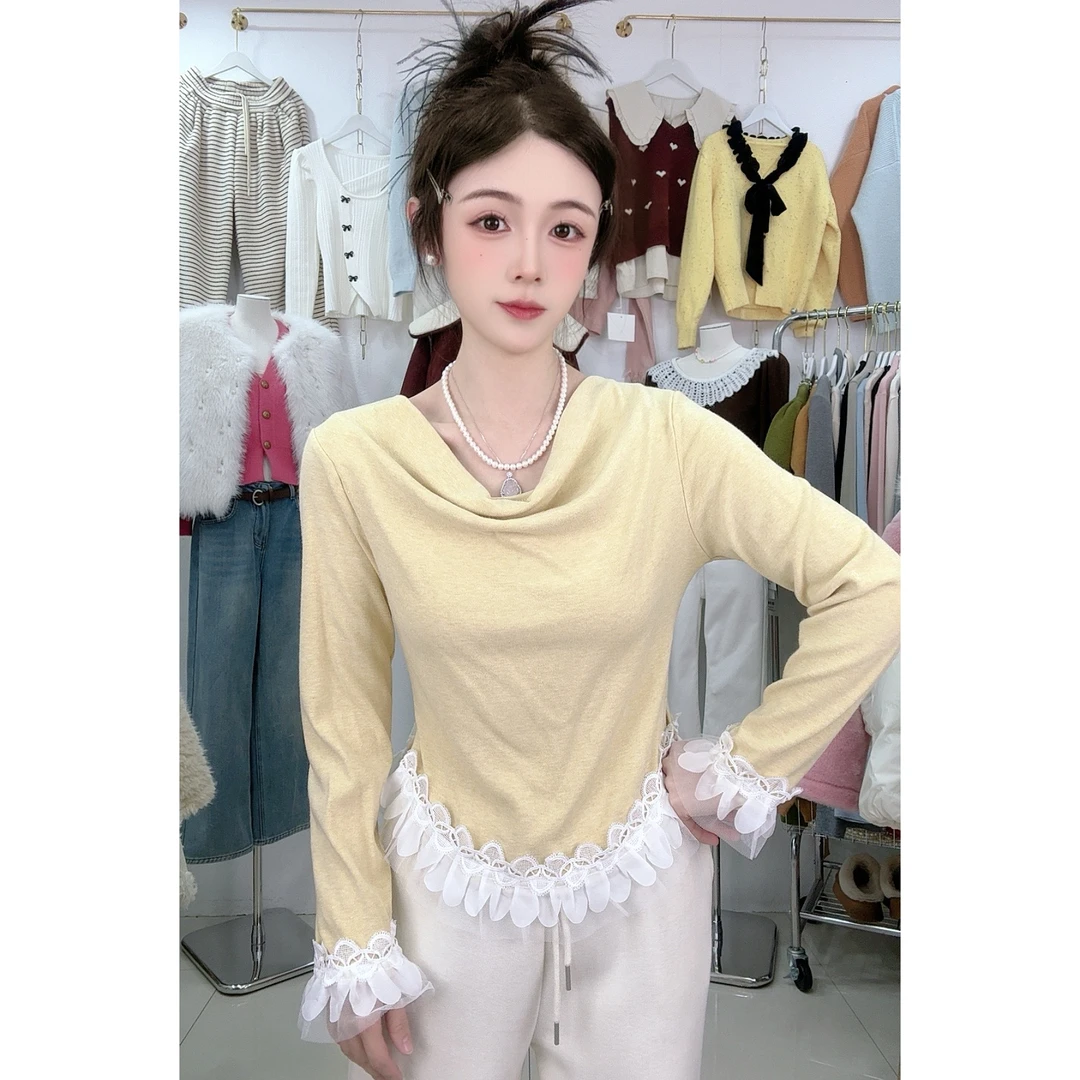 1118御姐风荡领花边打底衫