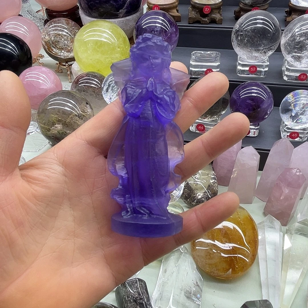 紫荧石天使桌面摆件