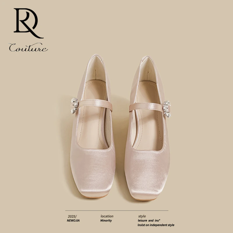 【DR专柜正品】气质法式单鞋女2025春秋新款一字带绸缎晚风玛丽珍鞋