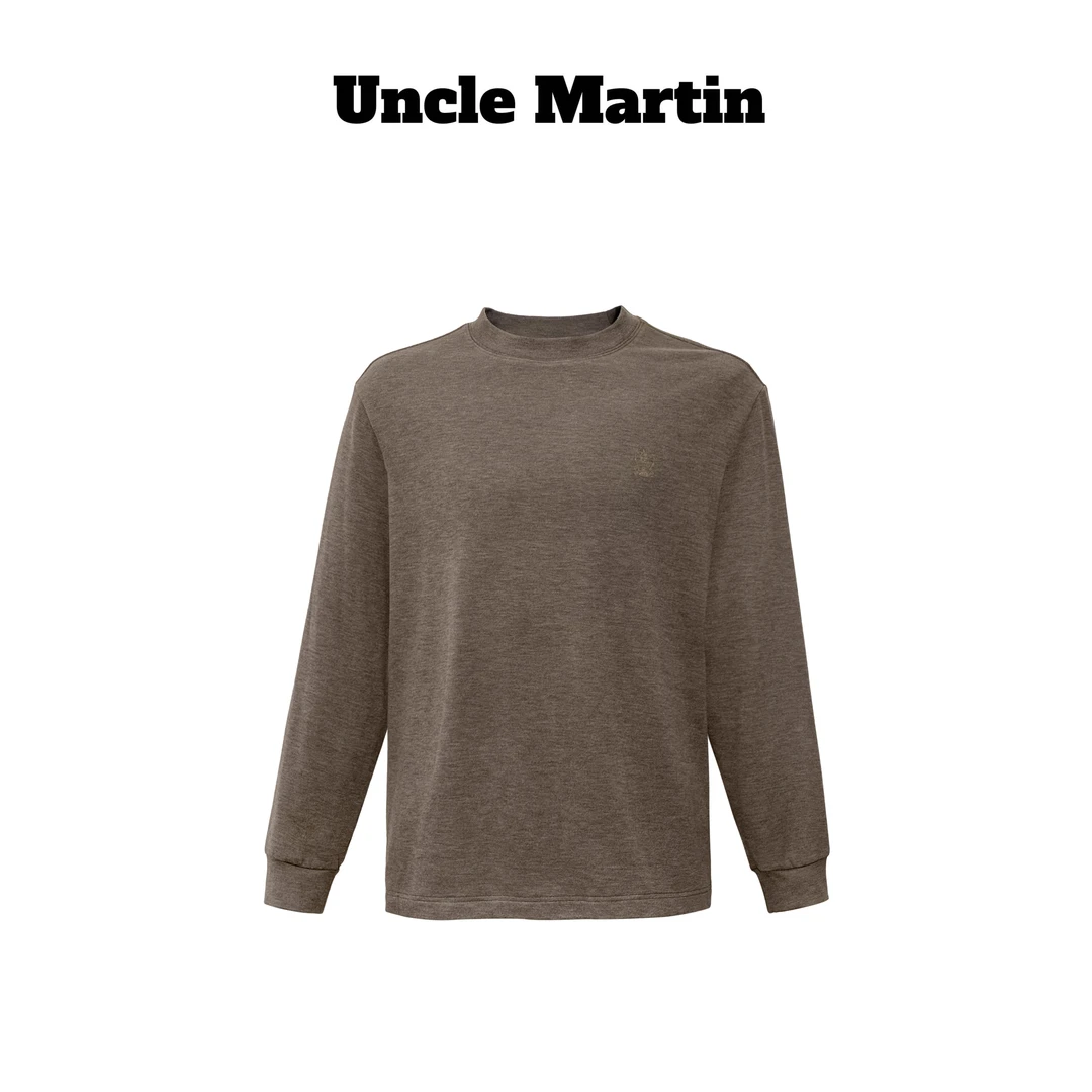 马丁叔叔  男款秋季休闲厚款T恤袖秋冬圆领户外透气打底衫-754