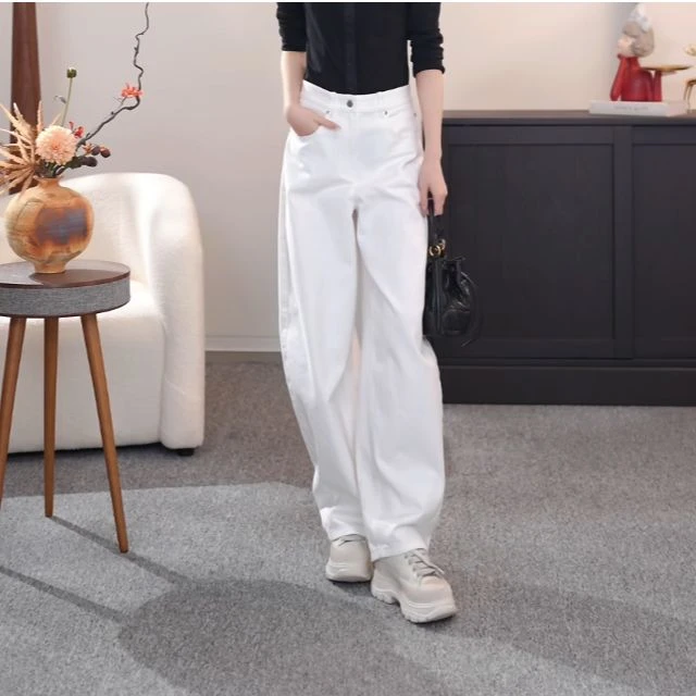 AMASS/阿玛施新款弯刀裤弯刀裤女款白色爆款阔腿裤牛仔裤510084