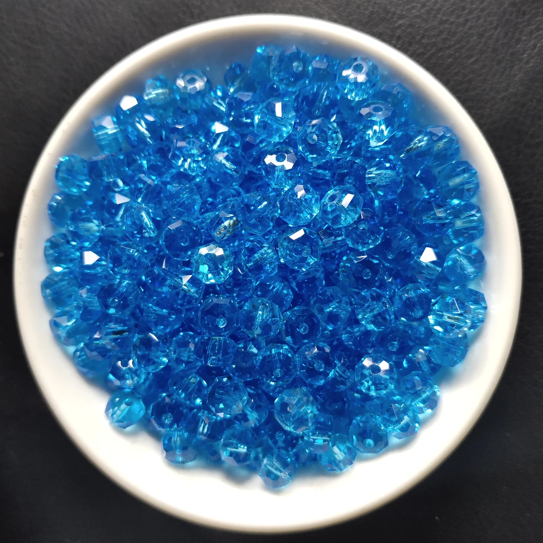 散珠W1942深色帕蓝碧玺车轮切面算盘6*3MM*40颗