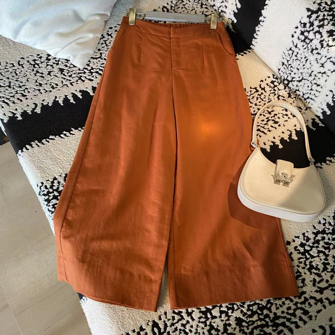 【K姐私家定制】夏季九分裤阔腿裤高腰休闲裤-2291-2