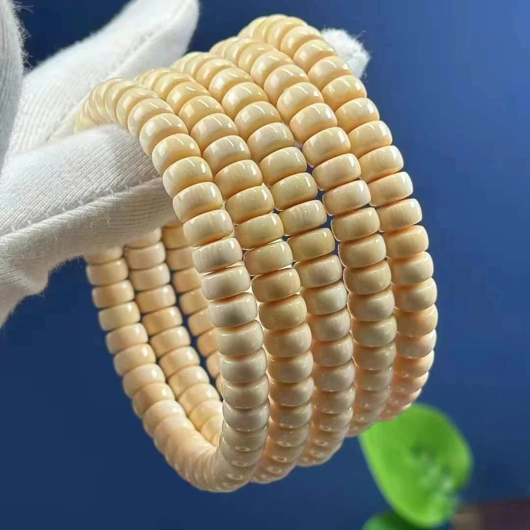 C030【高端天选系列】8*4mm药片手串天然猛犸牙乳牙芯果冻料精工