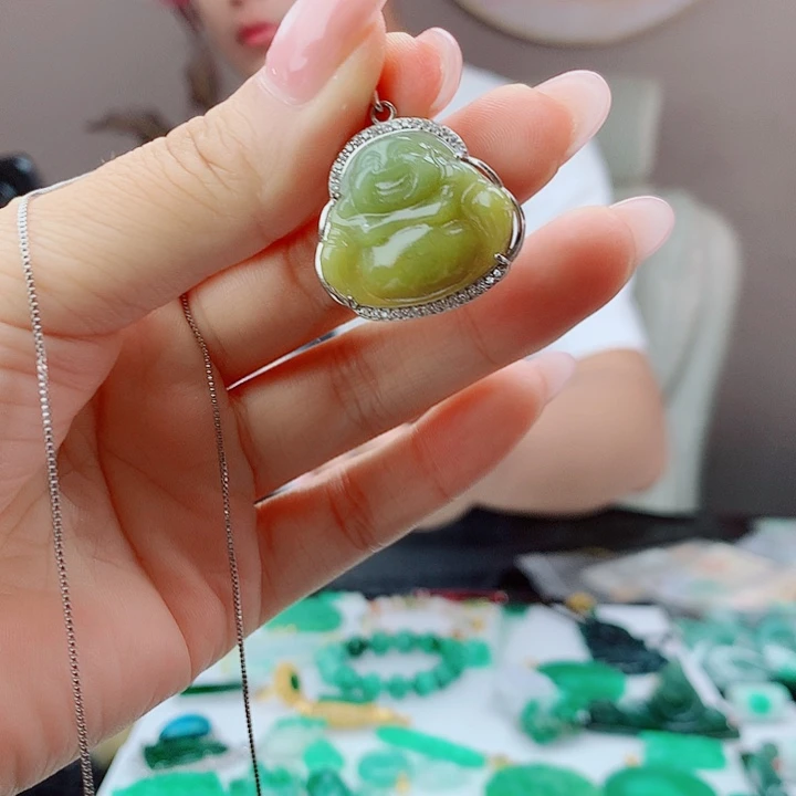 翡翠银S925镶嵌吊坠(赠链)