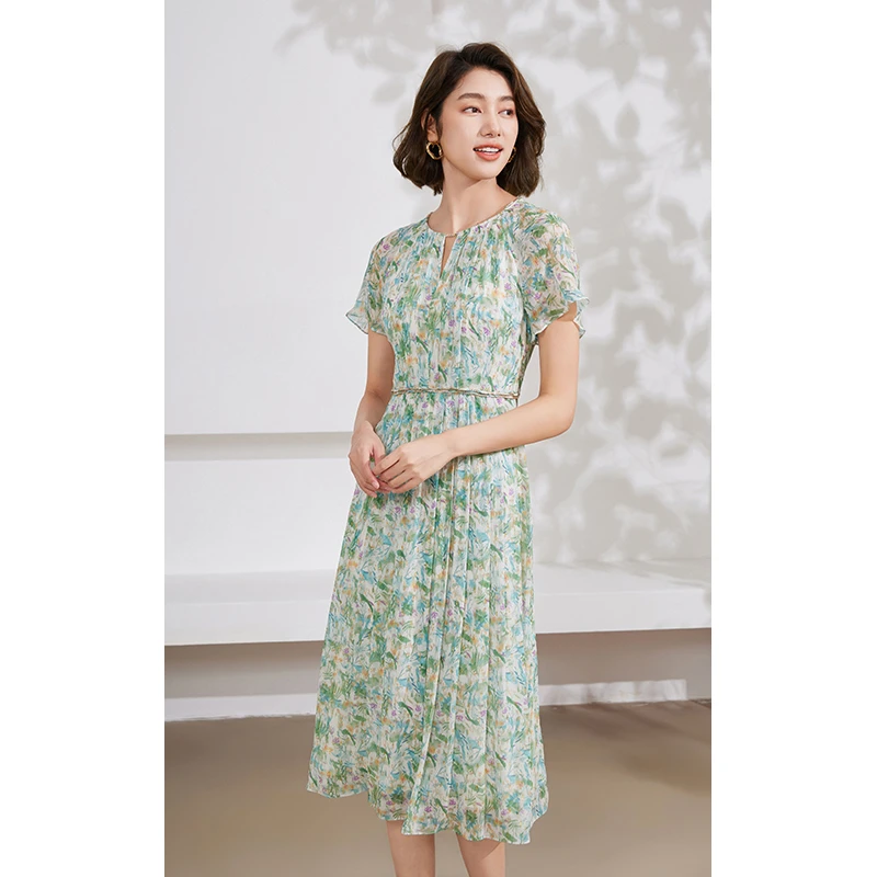 Gowani/乔万尼100%桑蚕丝连衣裙2025夏新品法式设计EM2E836406