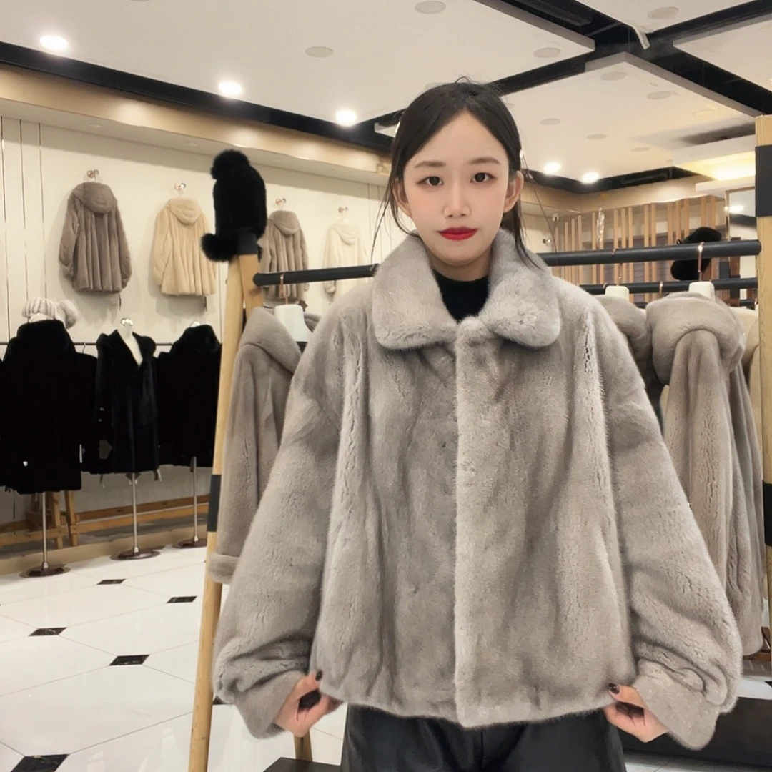 2513短款翻领银蓝新款