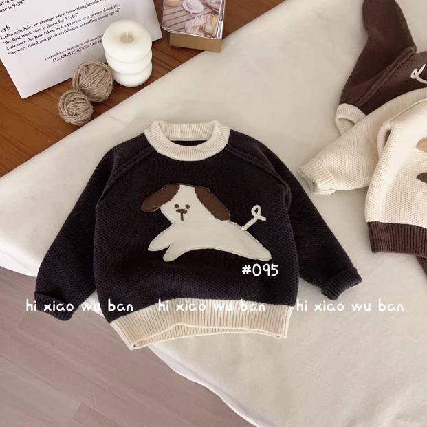 095卡通针织衫毛衣外套（咖色）