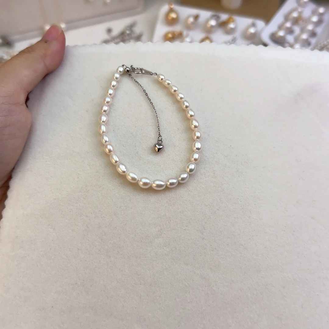 银S925镶嵌手链淡水珍珠