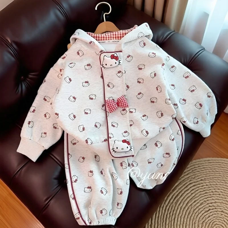 卡通动漫女套装休闲风套装满印女宝长袖儿童印花秋洋气款洋气时尚