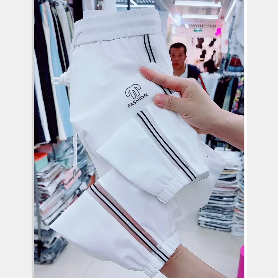 2025新款休闲冰丝透气薄款九分哈伦宽松时尚夏季运动裤休闲裤潮