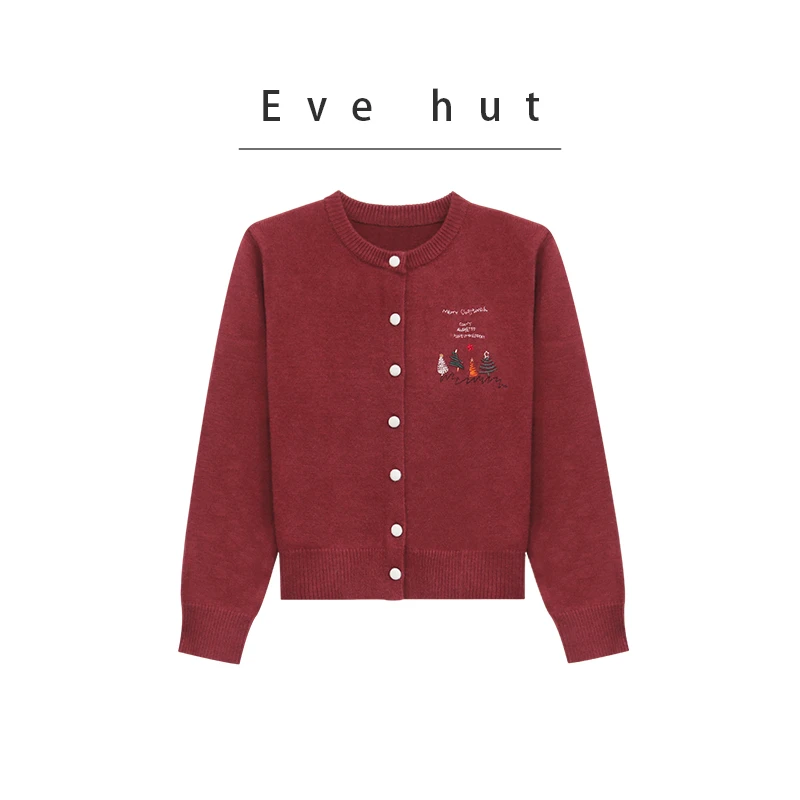 冬季新款单排扣精致绣花百搭毛衣EHOMB109