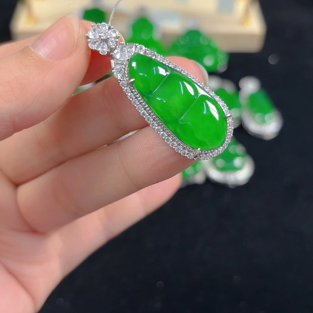 翡翠银S925镶嵌吊坠(不含链)