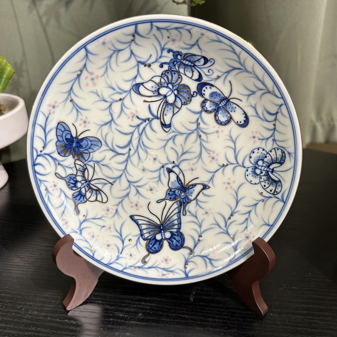 【雨溪山房】描金蝶舞壶承0056